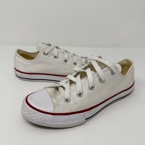 Kids White Converse Chuck Taylor‎ All Star Low Top Sneakers Shoes Size